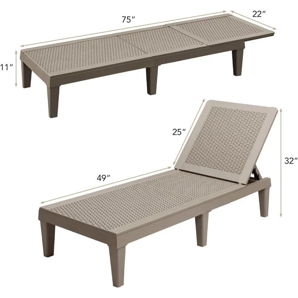 Outdoor Lounge Chairs Four Piece Pool Deck Set Adjustable