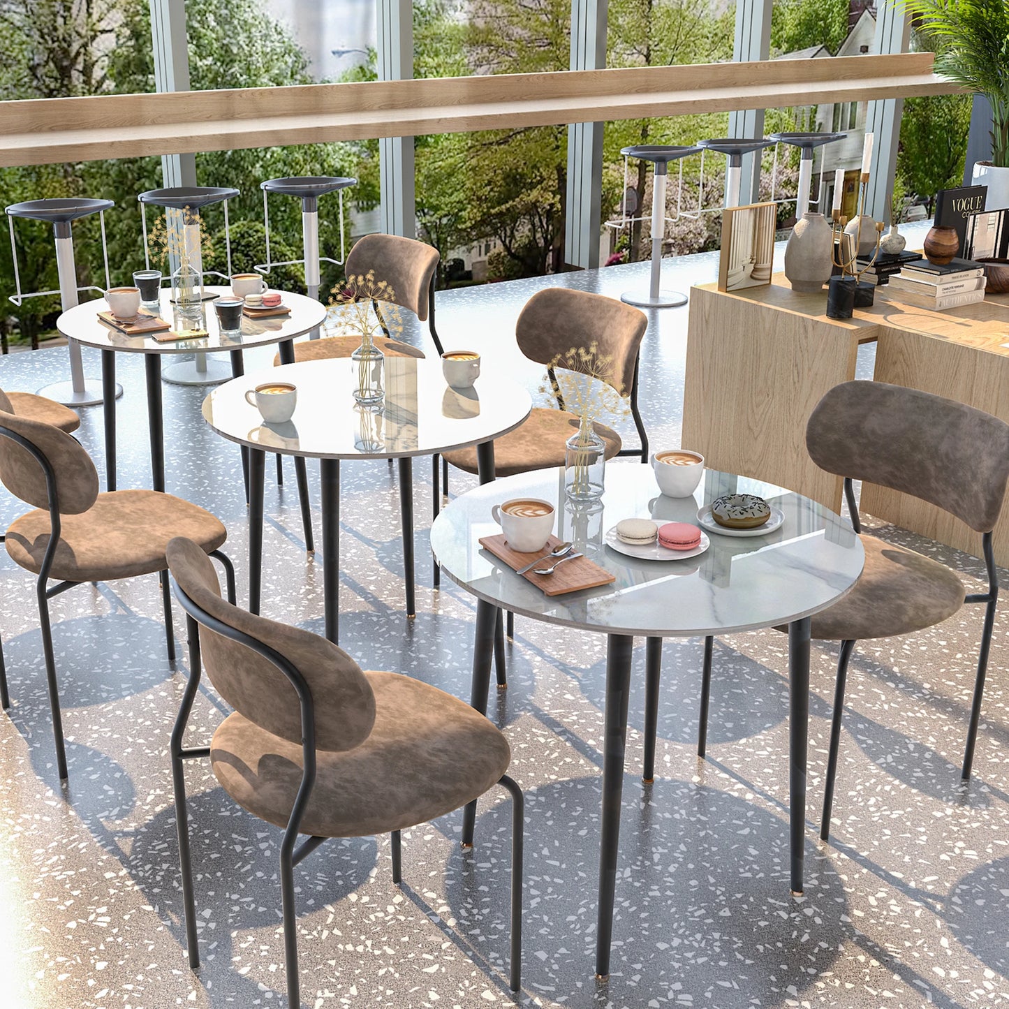 Sintered Stone Dining Table With Black Metal Legs