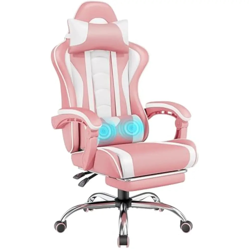 Ergonomics Gaming Chair With Swivel Seat And Headrest Massage Lumbar Support And Footrest