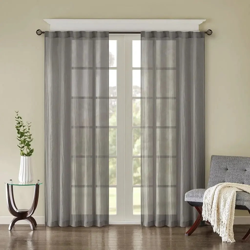 Crushed Linen Curtain Panel Pair For Lightweight Sheer