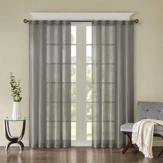 Crushed Linen Curtain Panel Pair For Lightweight Sheer