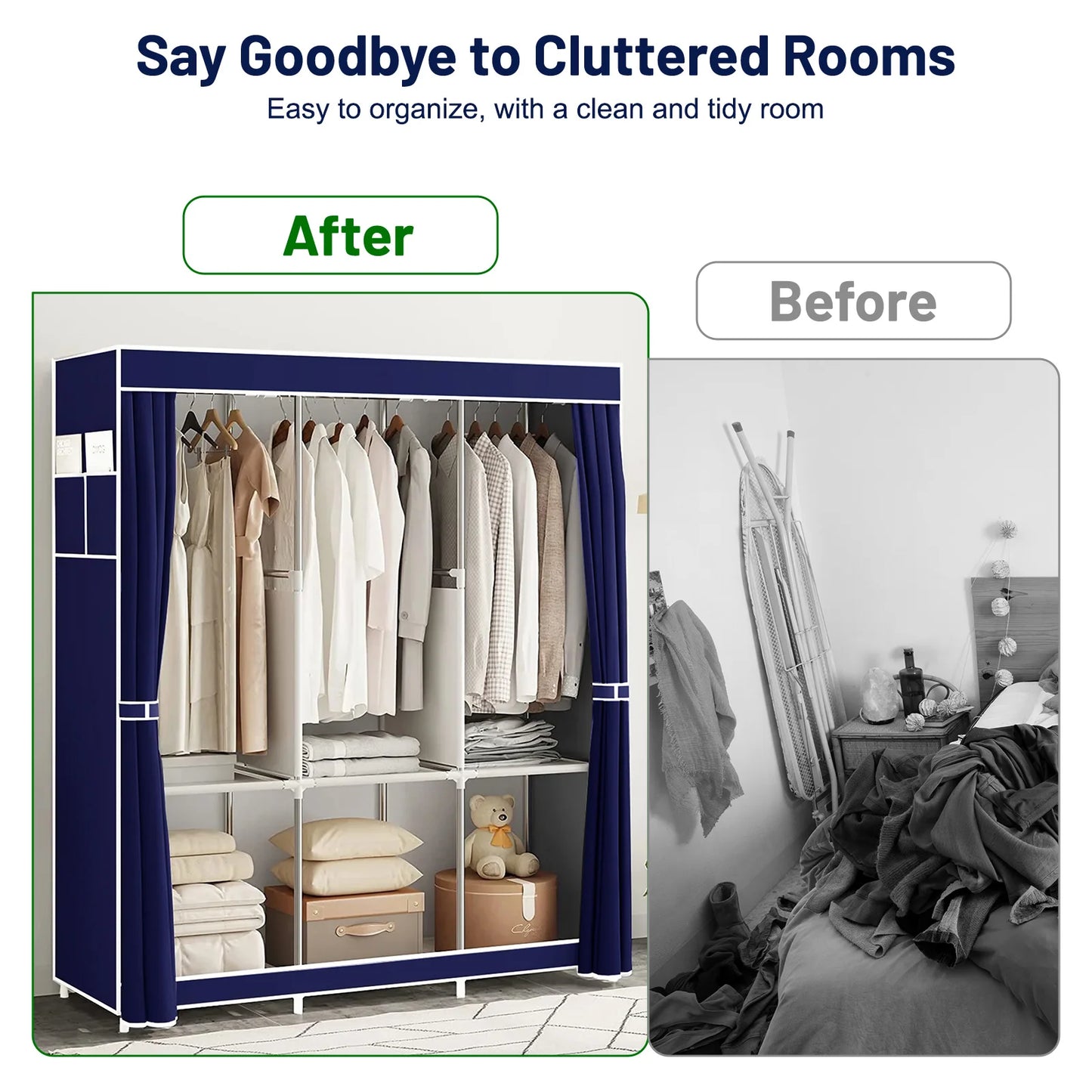 Foldable Multi Layer Wardrobe Organizer Closet Storage Rack Dustproof