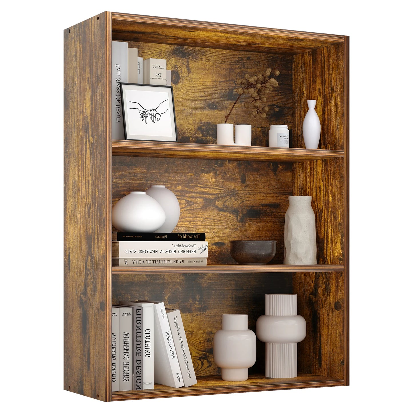 JHK 4 Tier Wooden Floor Shelf Bookcase Living Room Office