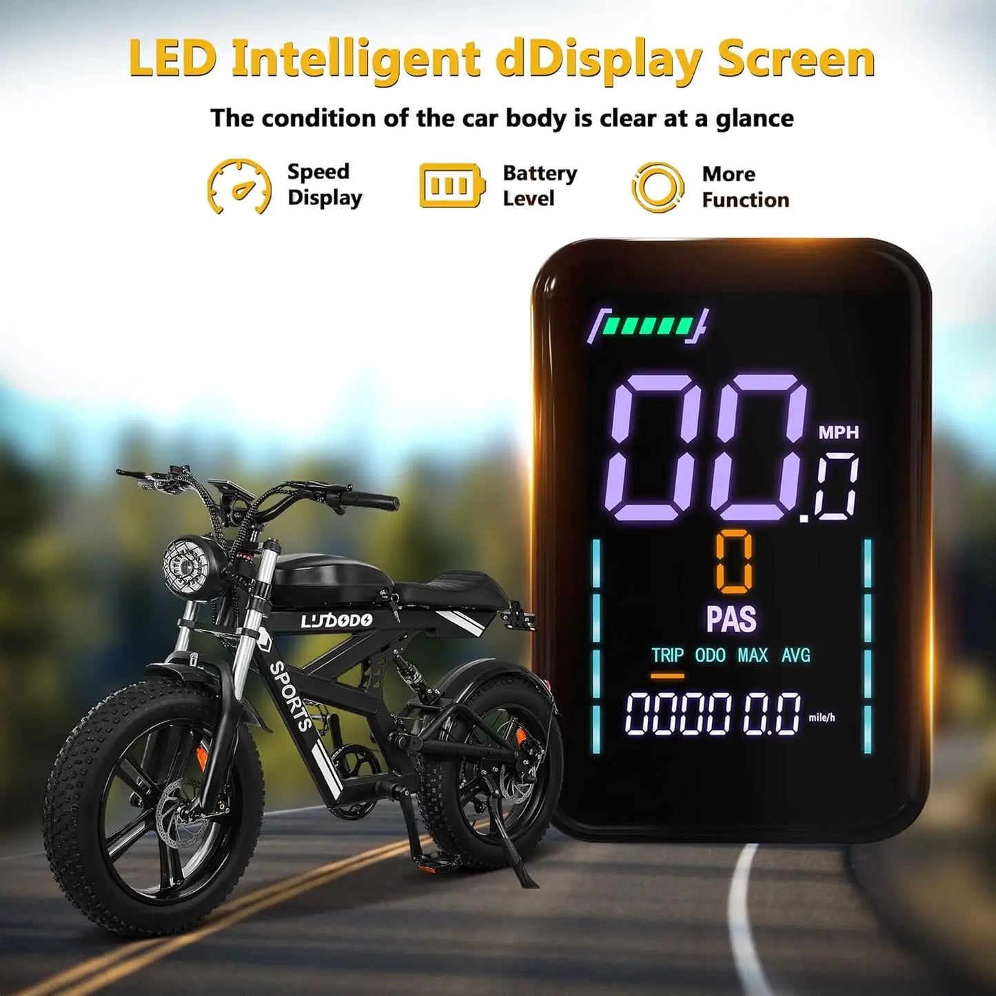 Max Speed AK2 1500W Fat Tire Electric Bike 48V Battery