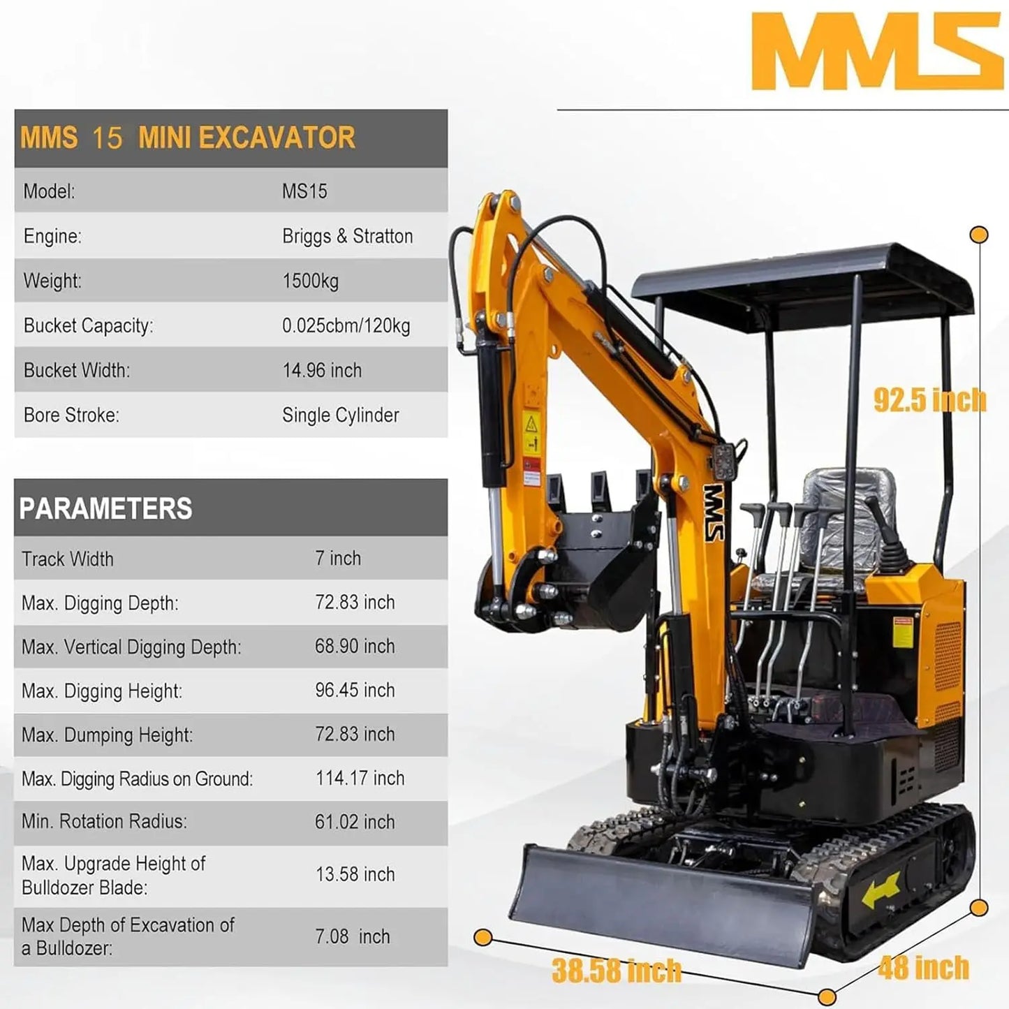 MMS Mini Excavator with Briggs and Stratton Engine for Farm and Garden
