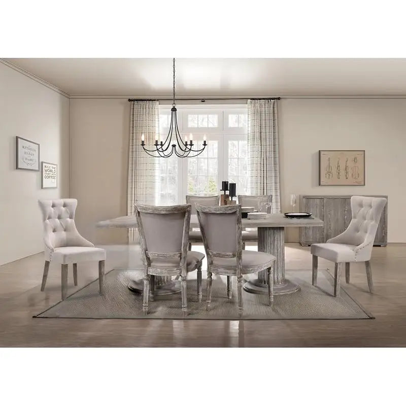 Reclaimed Wood 7 Piece Dining Room Set With Table And Chairs