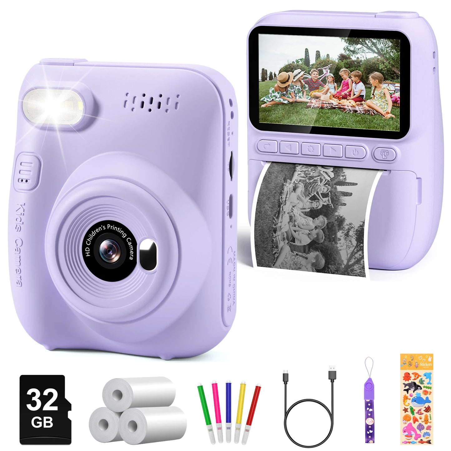 DIAMOOKYCN Instant Print Kids Camera 32MP HD 1080P