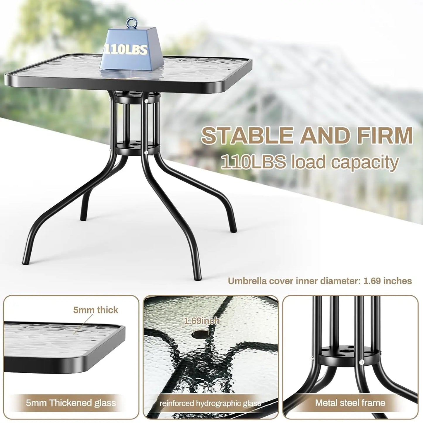All Weather Patio Dining Set With Table And Four Textilene Chairs