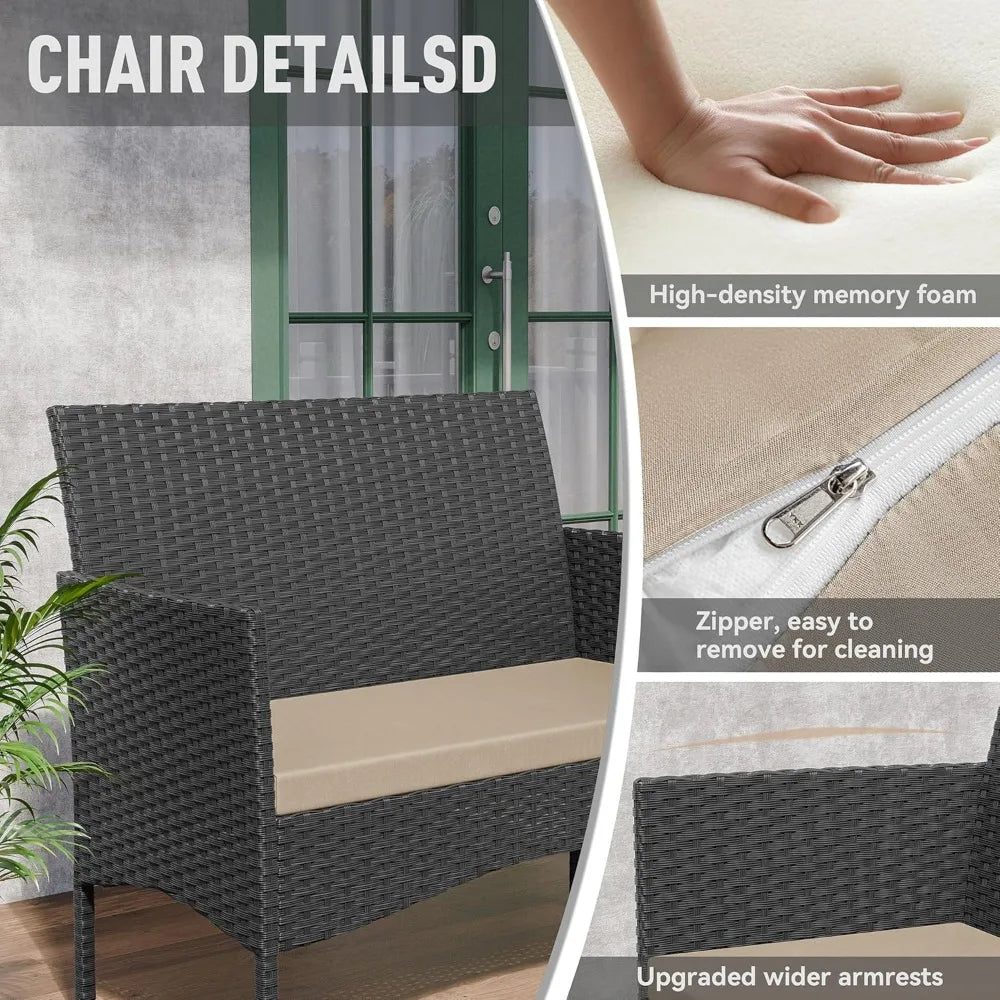 Garden Furniture Set 4 Piece Outdoor Wicker Rattan Lounge