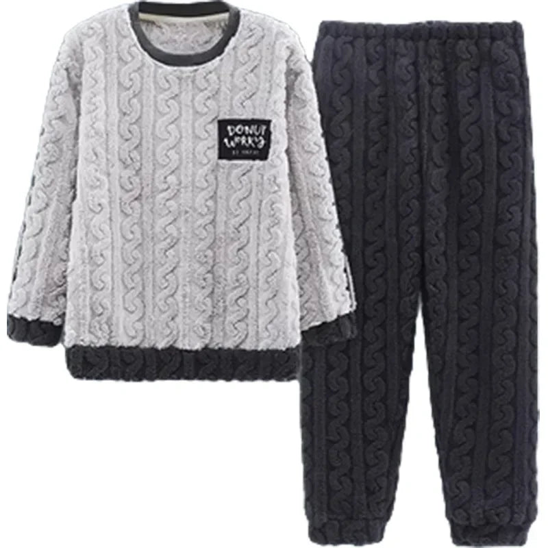 Coral Fleece Men's Sleepwear Pajama Set For Home Comfort