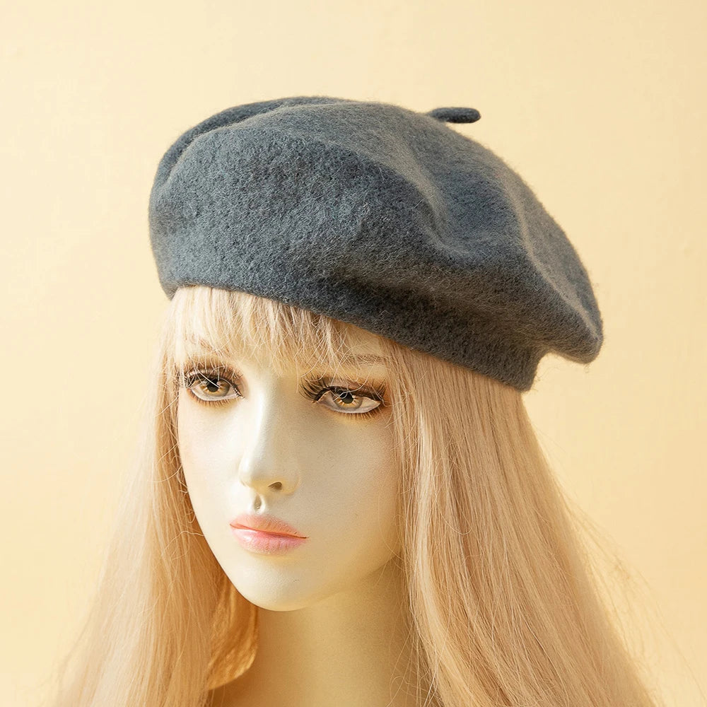Womens Wool Beret Fashion Retro Artist Hat For Everyday Wear