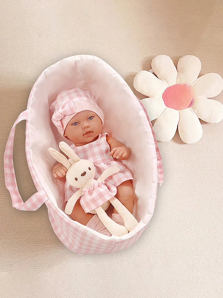 NONECN Reborn Baby Doll With Sleeping Basket For Kids Gift