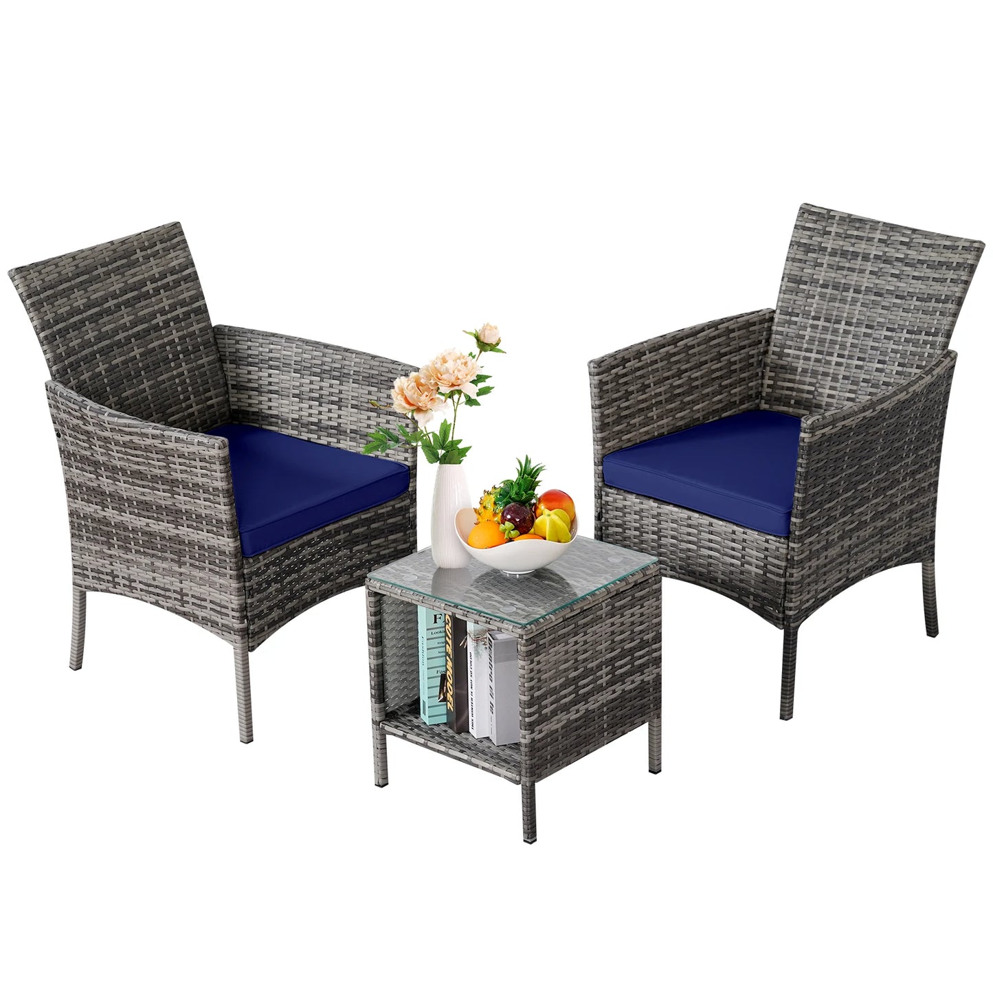 Naga Bahna 3 Piece Outdoor Patio Bistro Set Rattan Furniture