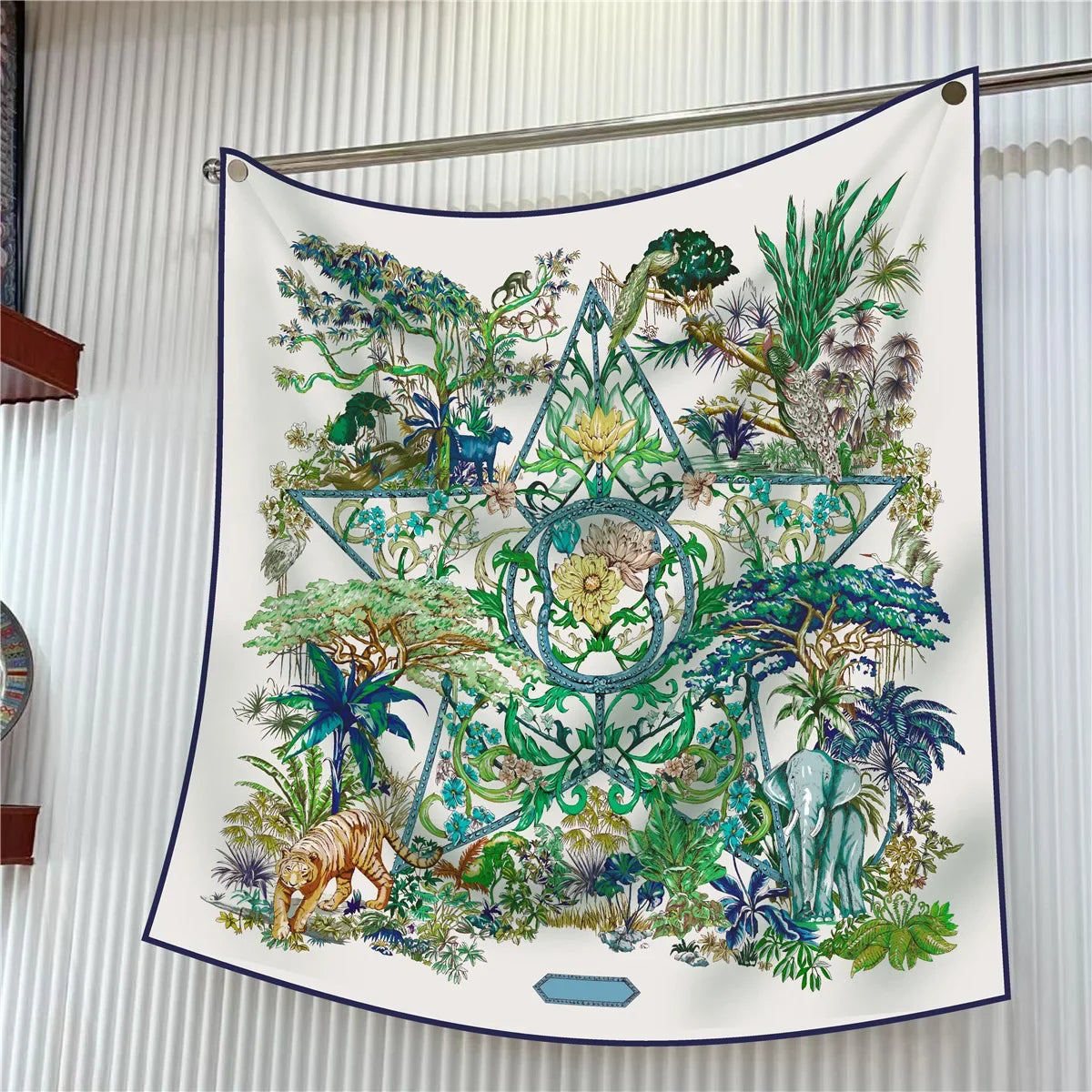 Floral Silk Twill Square Scarf Hijab Shawl For Women