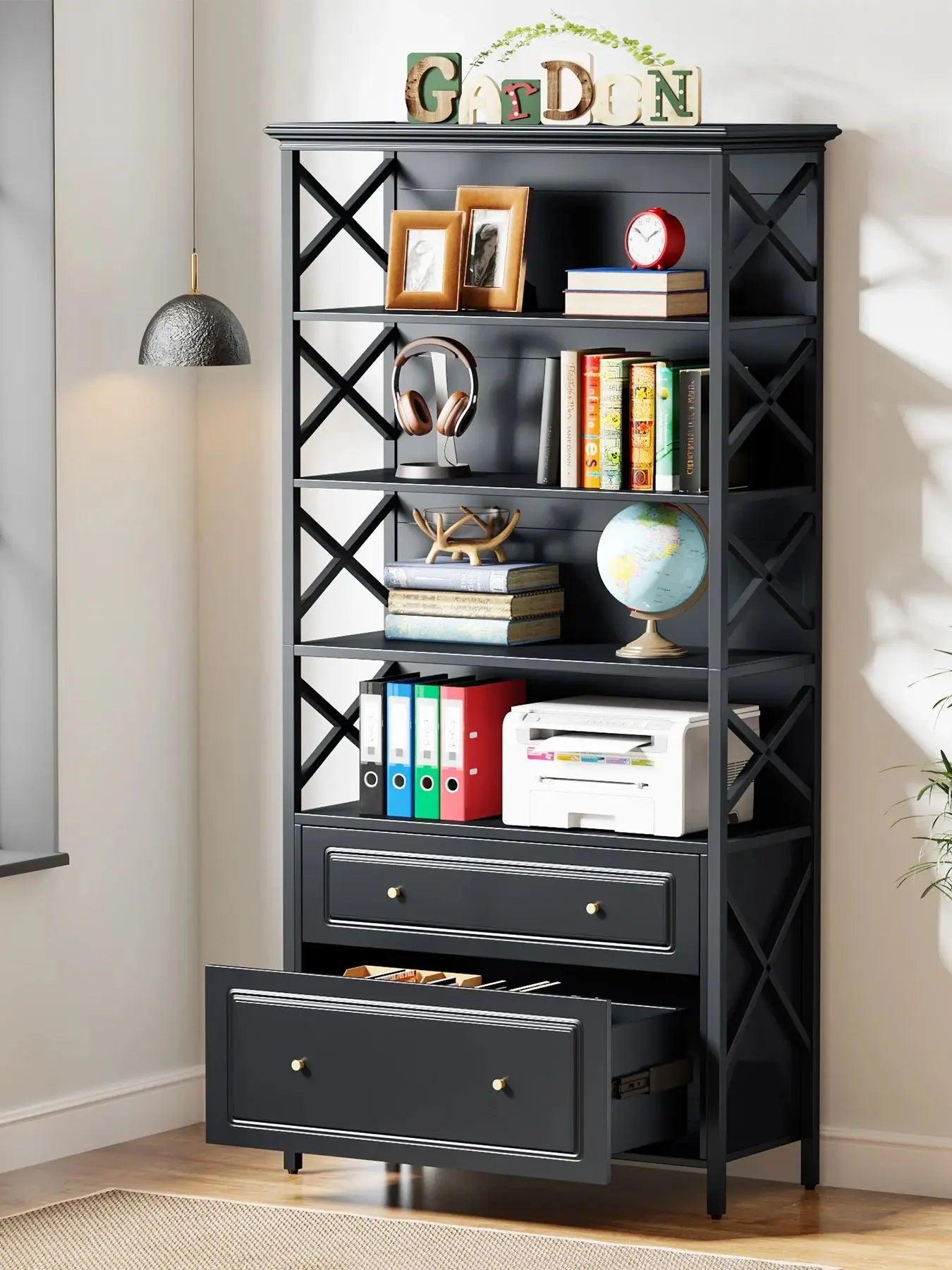 Tribesigns Tall 2 Drawer File Cabinet With Shelves