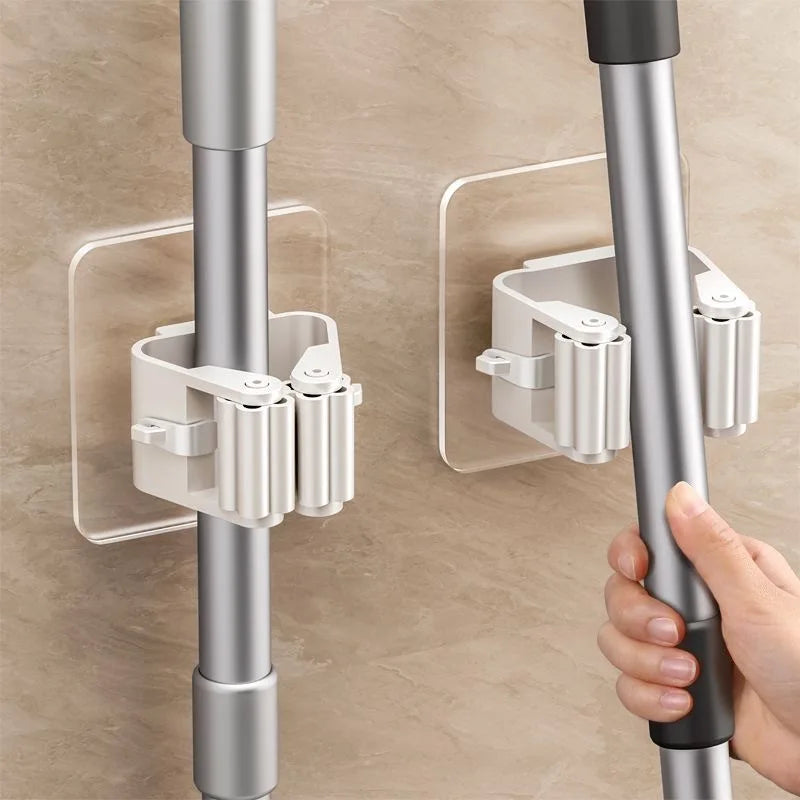 Adhesive Wall Hooks Mop Rack Broom Hanger Organizer