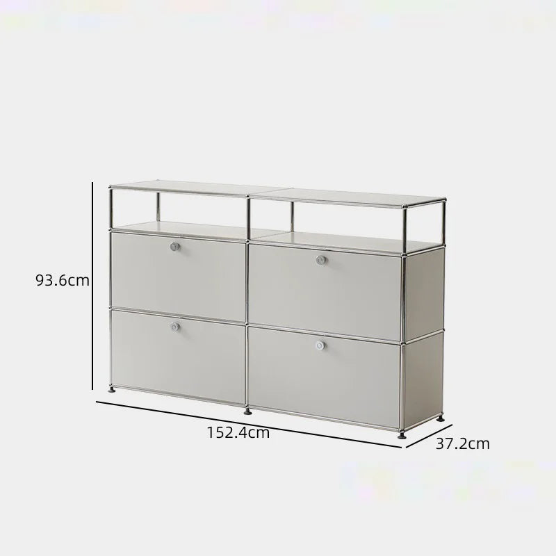 Bigcityfur Stainless Steel Storage Cabinet Modern Metal Sideboard