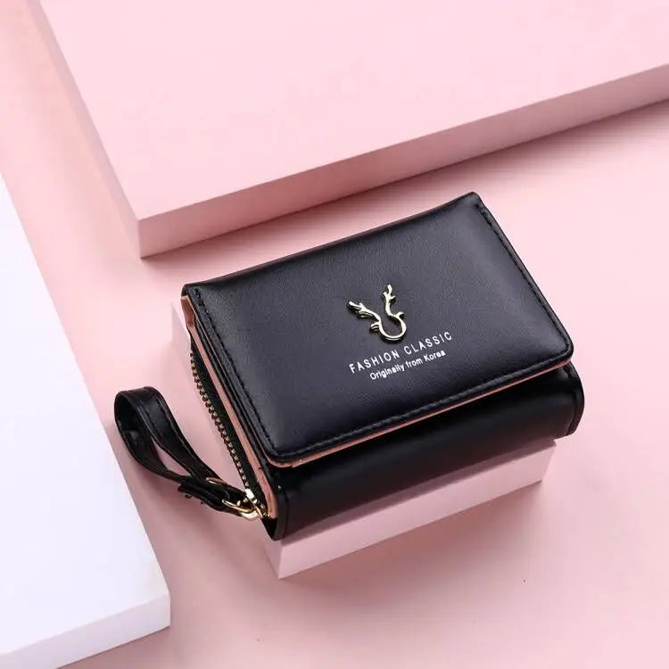 PU Leather Card Holder Wallet For Women With Coin Pocket