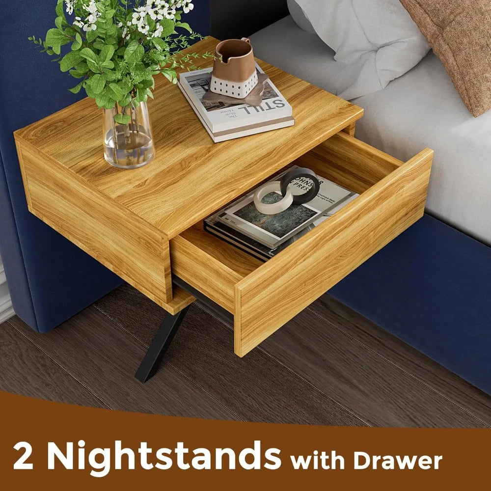 Luxury Platform Bed Frame With Headboard And LED Lights