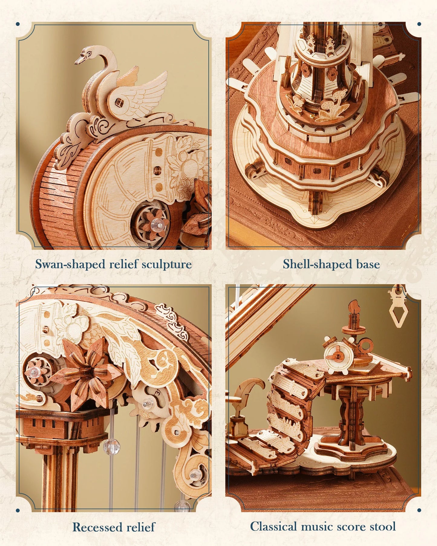 ROKR Magic Harp Music Box 3D Puzzle Kit Home Decor