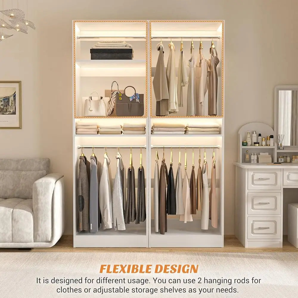 Adjustable Clothing Organizer With Garment Rack For Walk In Closet