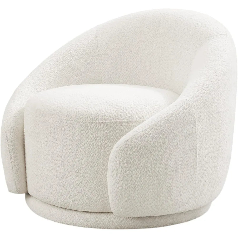 HUANZHUANG Sherpa Round Swivel Barrel Chair With Armrest