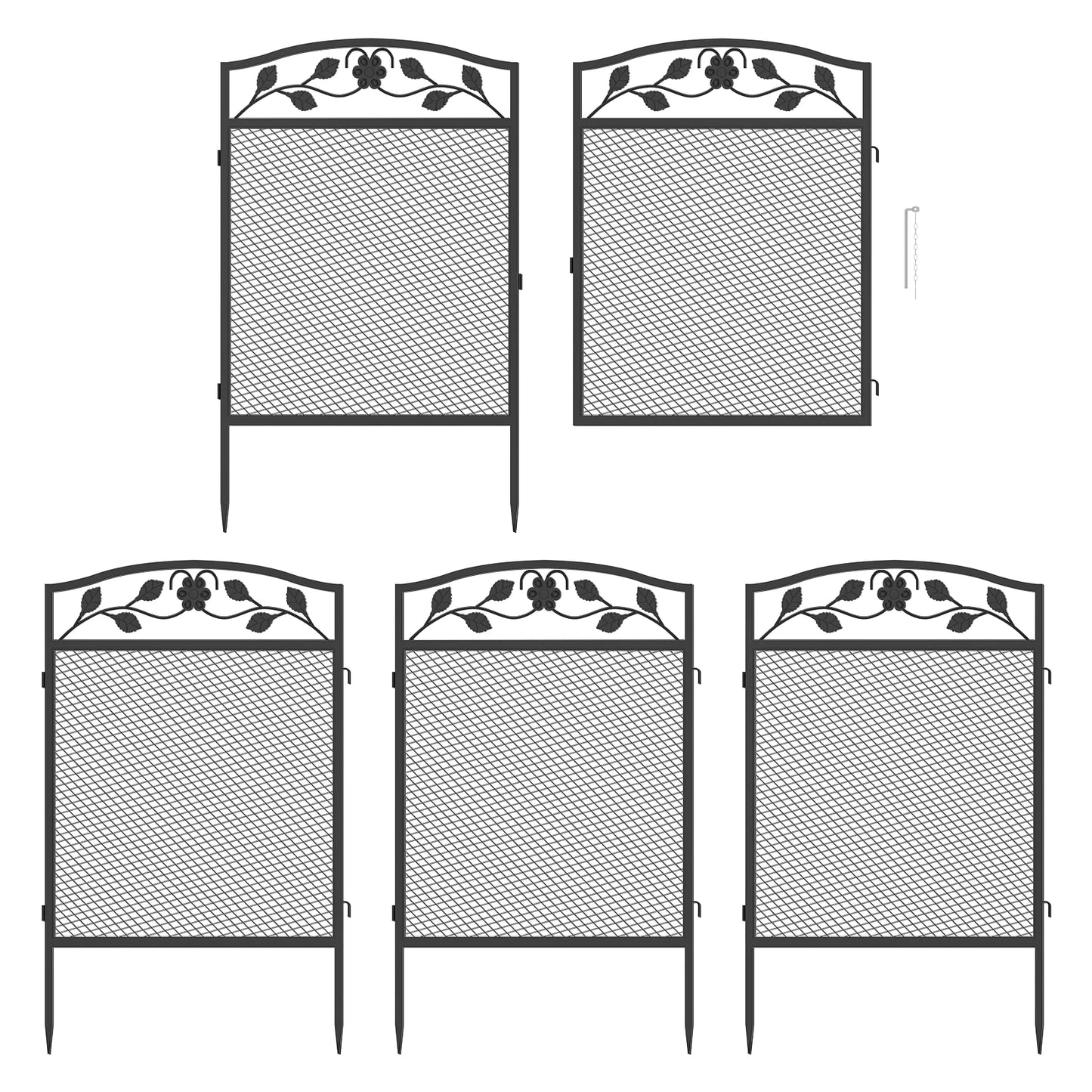 Feature Heavy Duty Garden Fence Panel 5 Pack Metal Iron