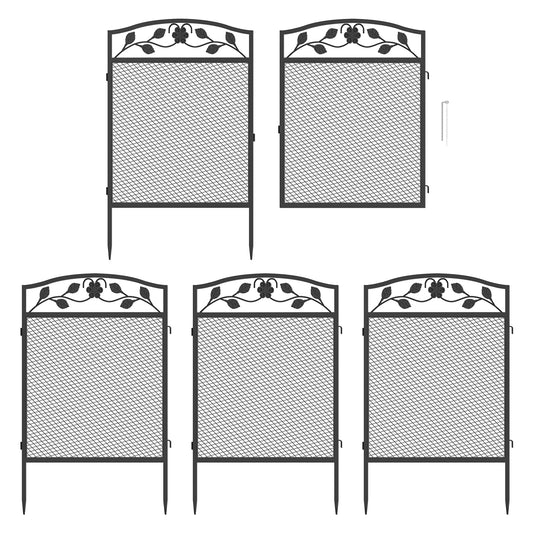 Feature Heavy Duty Garden Fence Panel 5 Pack Metal Iron