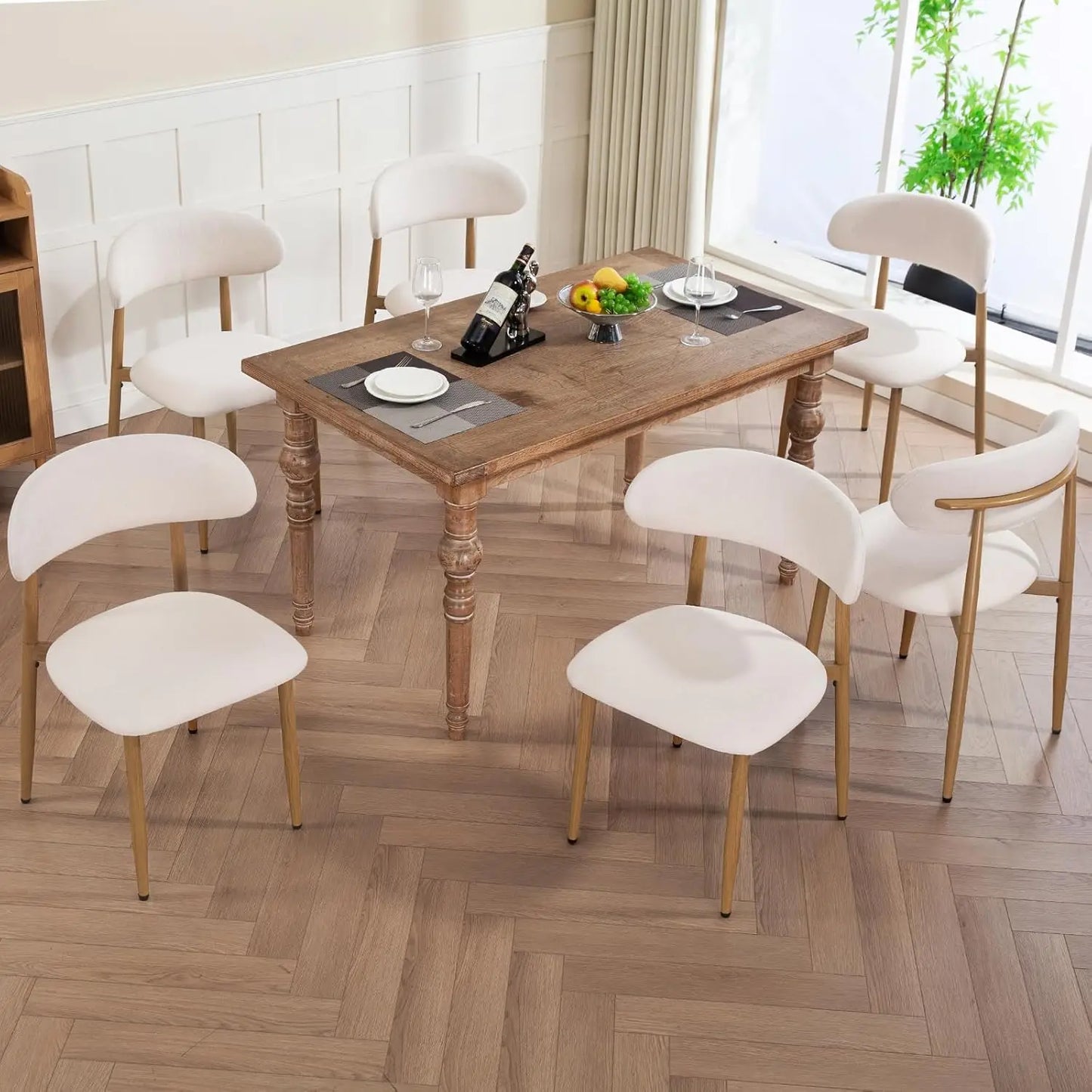 Set Of 2 Dining Chairs With Metal Frame And Upholstery