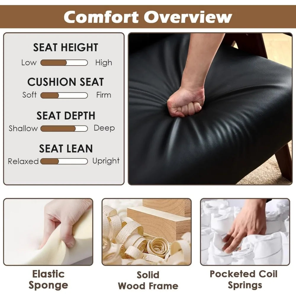 LZJV Leather Accent Chairs Set Of 2 Mid Century Modern