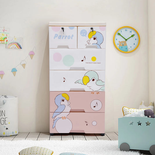 Plastic Dresser Storage Cabinet With Lock, Rolling 6-Drawer Organizer