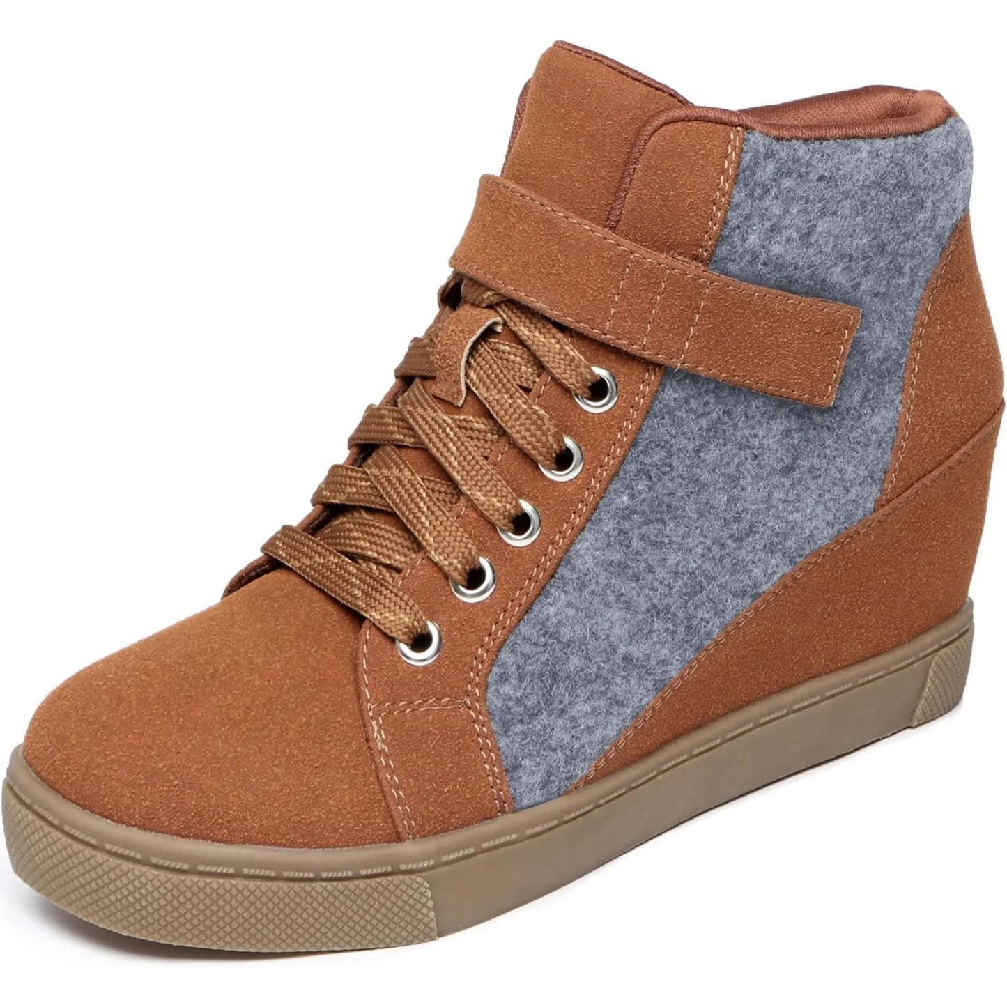 Women's Lace Up Wedge Sneakers High Top Ankle Boots