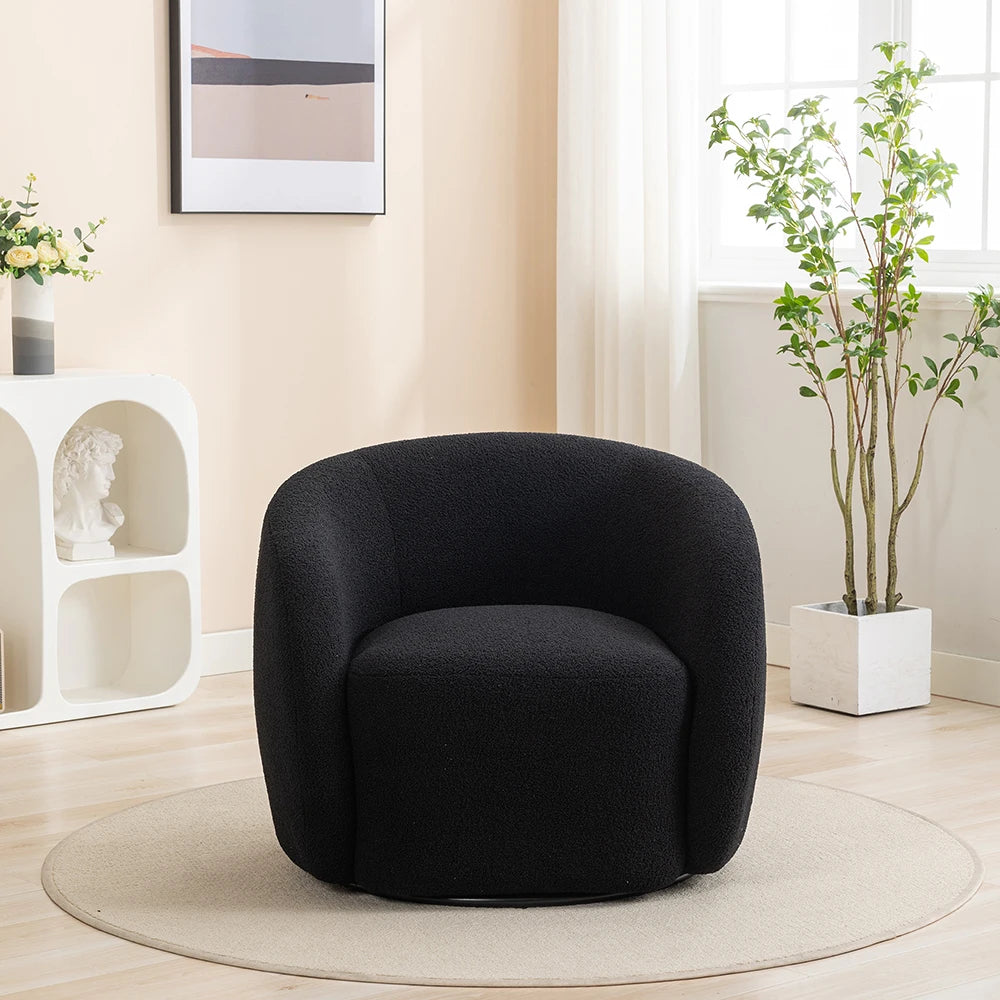 SEYNAR Velvet 360 Degree Swivel Accent Armchair Upholstered Round Barrel
