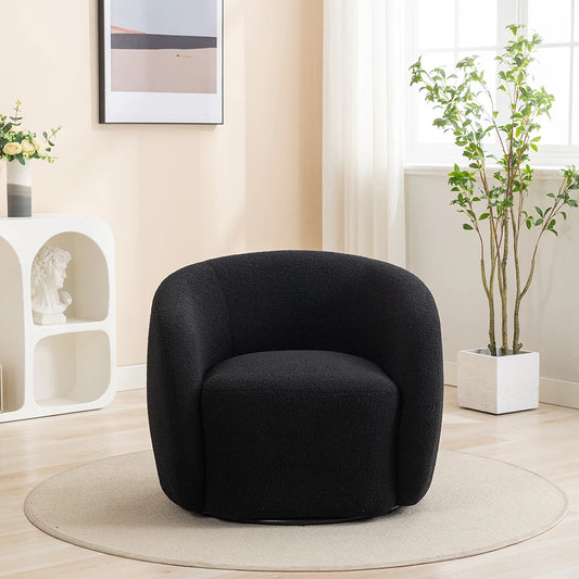 SEYNAR Velvet 360 Degree Swivel Accent Armchair Upholstered Round Barrel