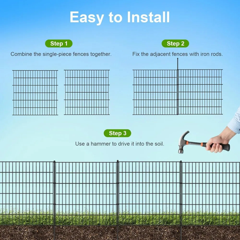 Dafify 20 Panels No Dig Decorative Garden Fence With Gate