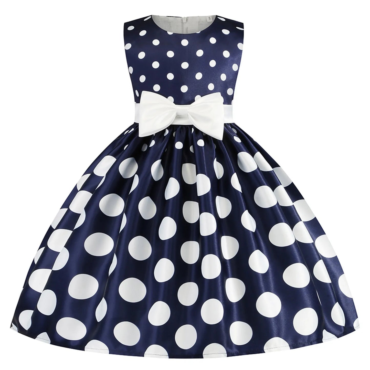 Kids Girls Vintage Polka Dot Dress For Easter And Everyday