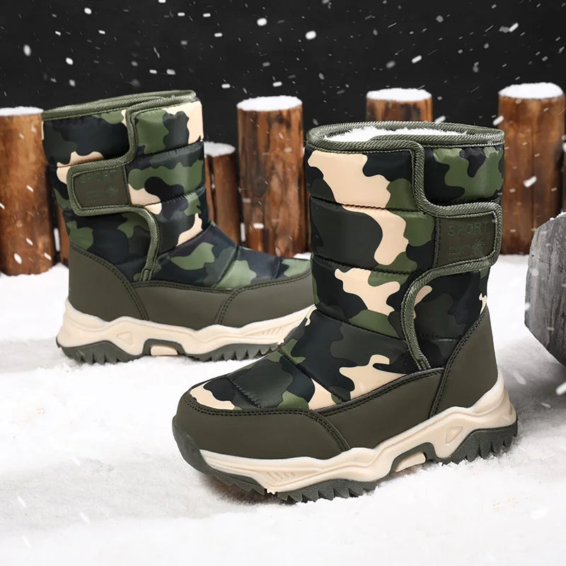 Unisex Plush Winter Snow Boots Waterproof Non Slip