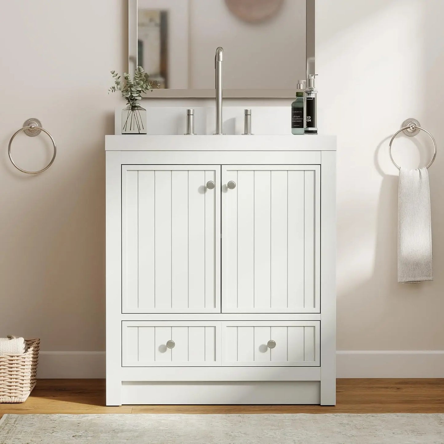 Huanzhuang Modern Wood Bathroom Vanity With Sink Cabinet