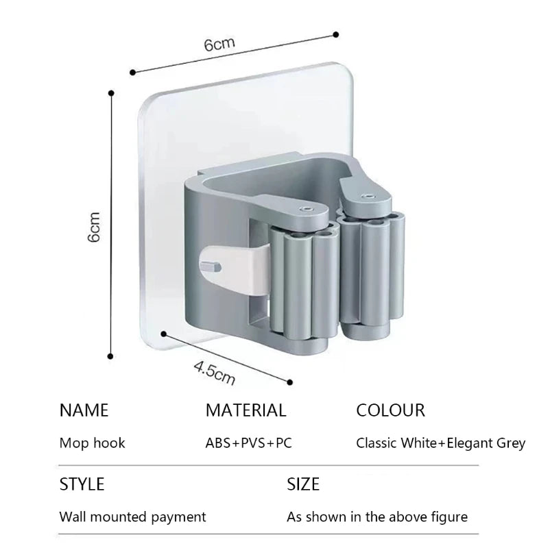 Adhesive Wall Hooks Mop Rack Broom Hanger Organizer