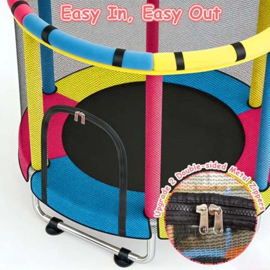 Indoor Outdoor Trampoline With Safety Enclosure Net For Toddlers