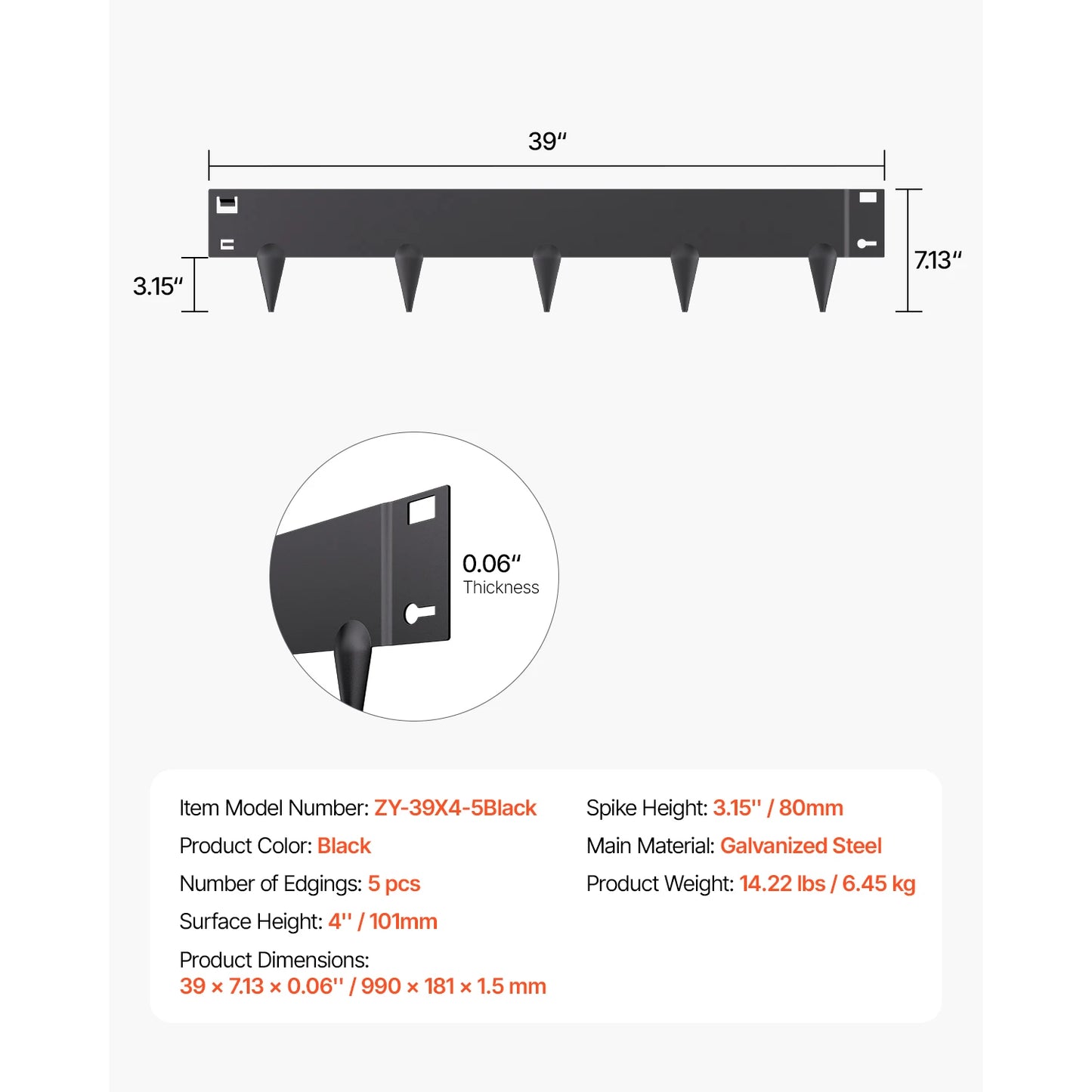 Steel Landscape Edging Set Rust-Resistant Bendable Border