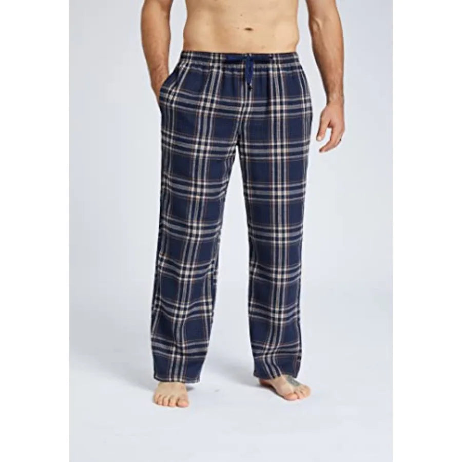 Mens Pajama Pants Set 3 Pack With Pockets Button Fly