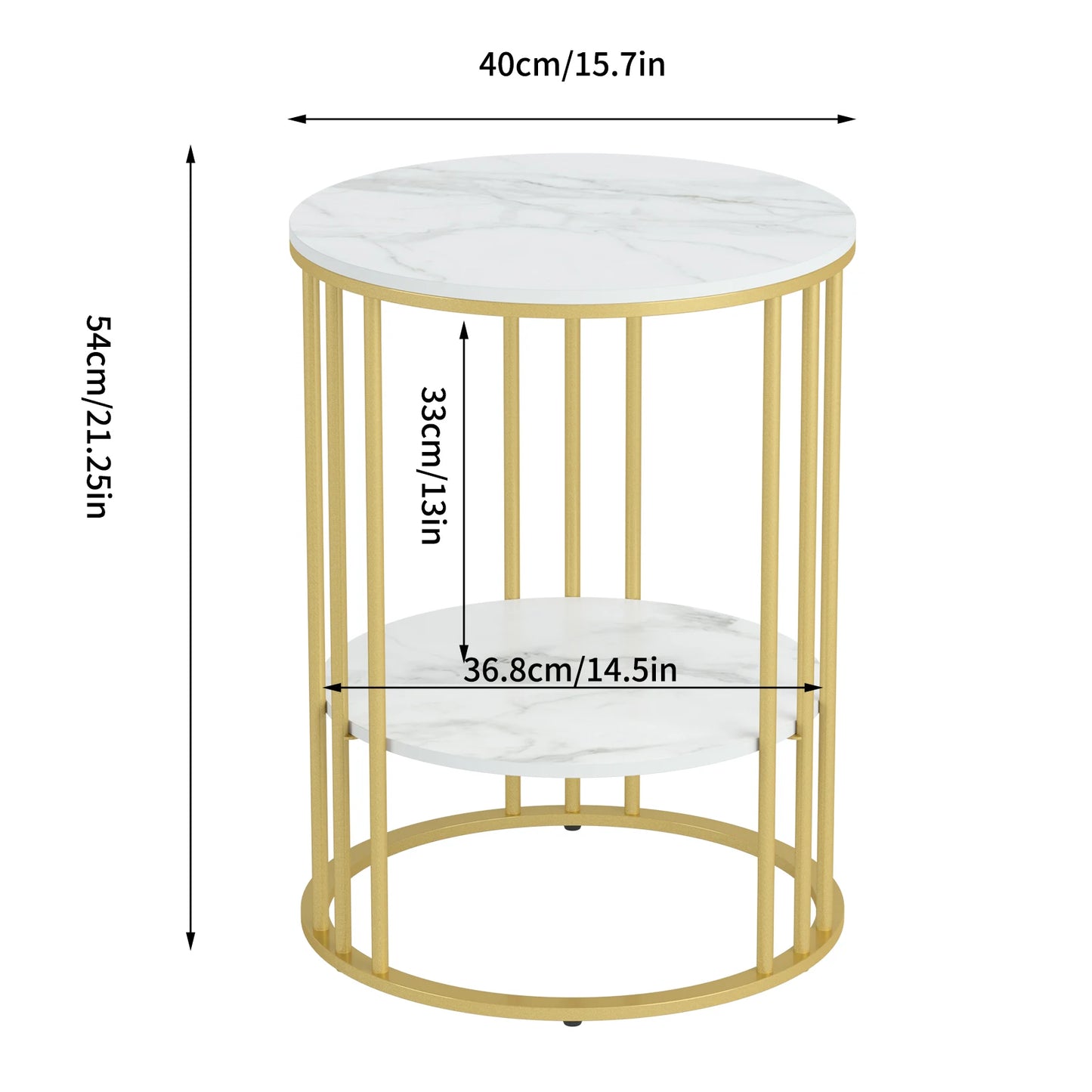 Round Marble Coffee Table With Metal Frame For Living Room