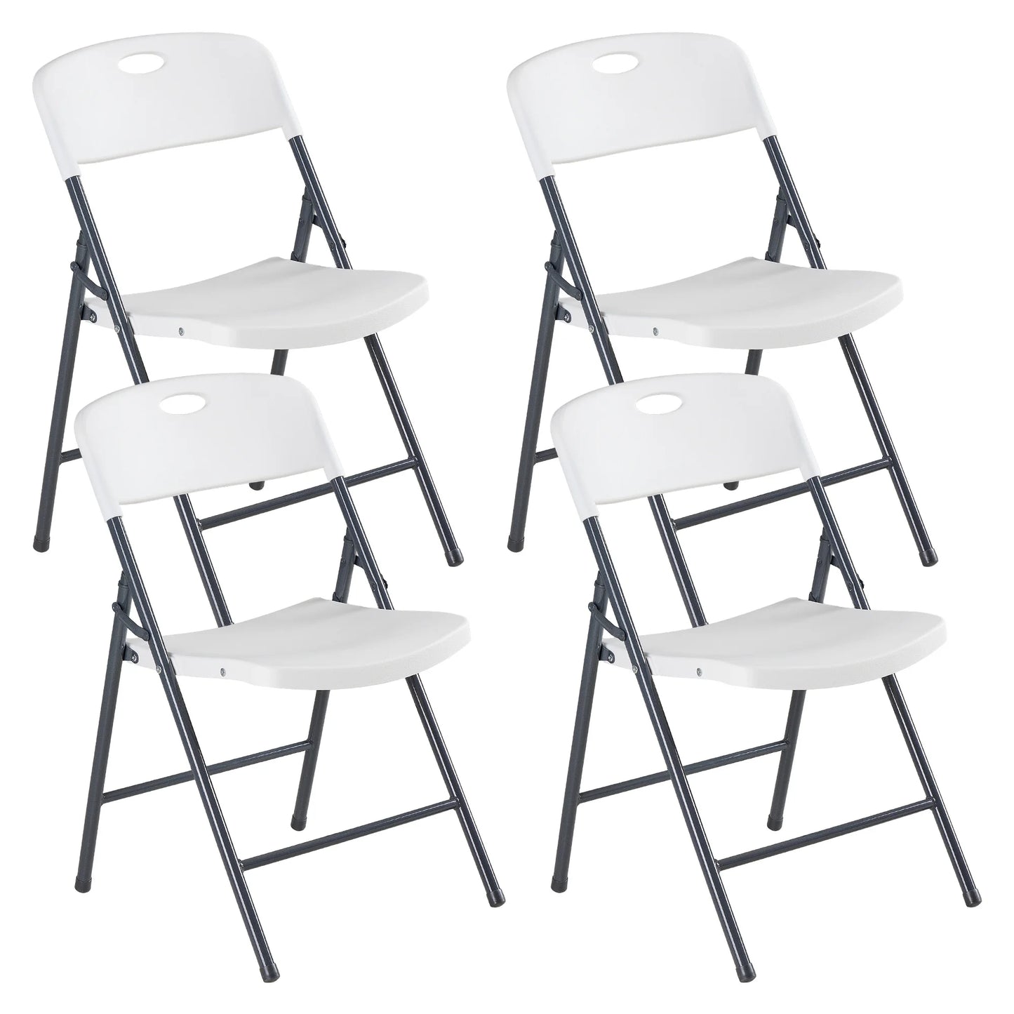 JHK Stackable Folding Chairs Set Heavy Duty Ergonomic Back Support
