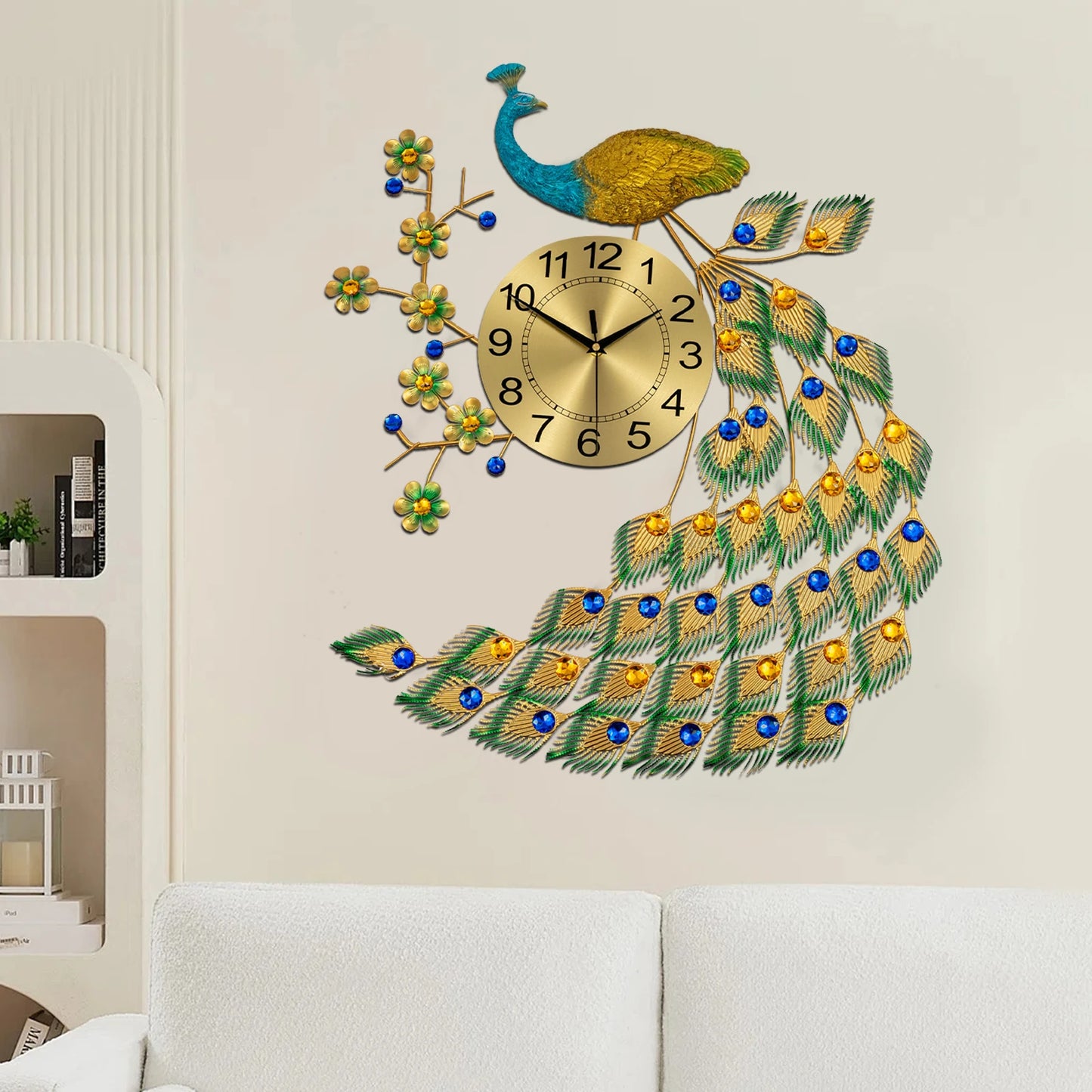 Peacock Digital Wall Clock Modern Art Decor For Living Rooms