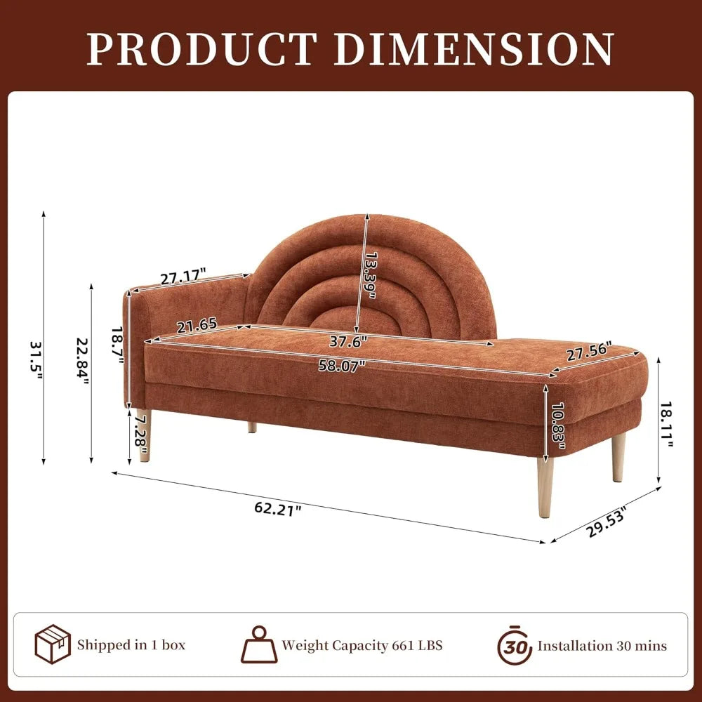 Indoor Chaise Lounge Chair With Right Armrest Upholstered Sofa Bed