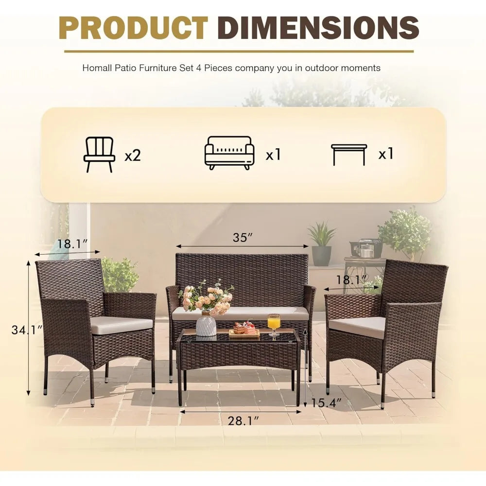 Outdoor Patio Furniture Set Rattan Wicker For Garden