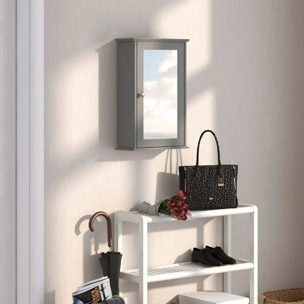Lifezeal Bathroom Wall Cabinet Mirror Door Medicine Cabinet Wood Shelf