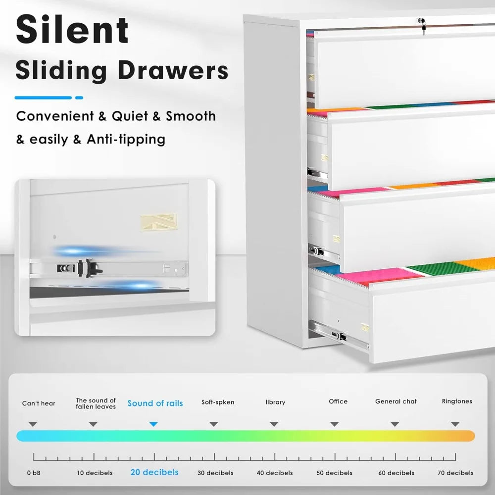 Color 4 Drawer Metal File Cabinet With Lock Home Office