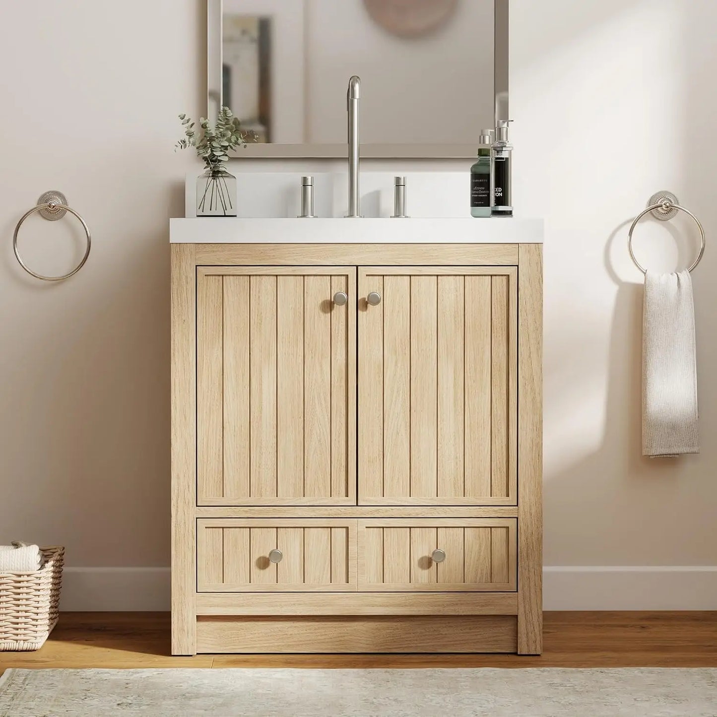 Huanzhuang Modern Wood Bathroom Vanity With Sink Cabinet